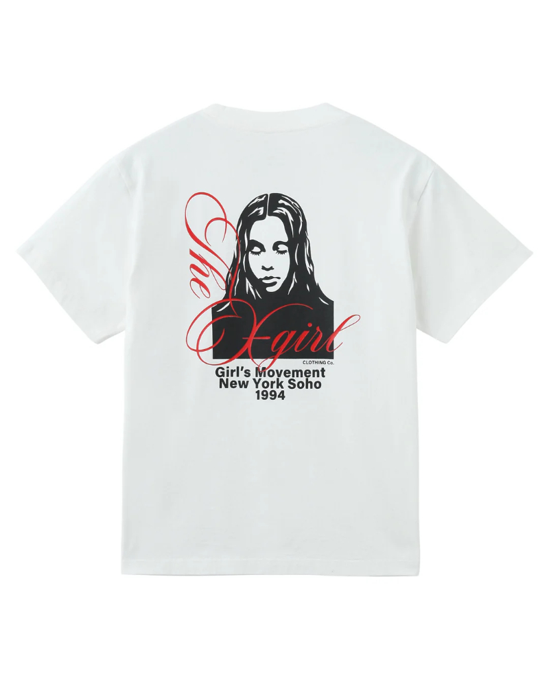 X-girl�i�G�b�N�X�K�[���j105261011011 CURSIVE SCRIPT LOGO AND FACE S/S TEE