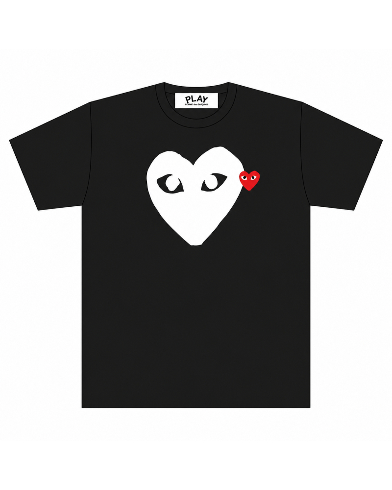 PLAY Comme des Garçons�i�v���C �R���f�M�����\���jAX-T116-051 Printed Heart T-Shirt With Red Emblem