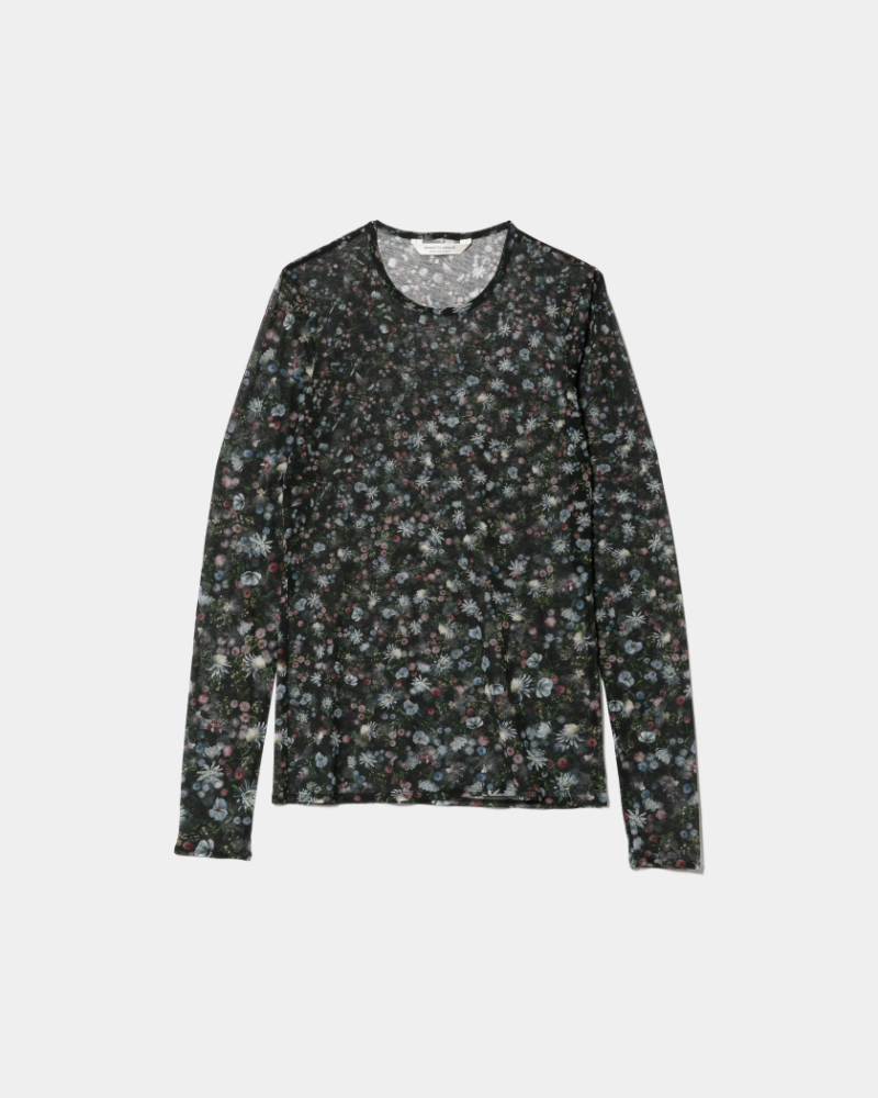 beautiful people (�r���[�e�B�t���s�[�v��) 1646310025 flower sheer jersey tight-fit crew neck top