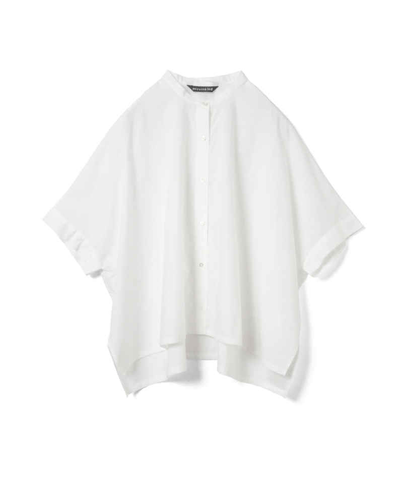 mizuiroind�i�~�Y�C���C���h�j2-230132 half slv stand collar wide shirt