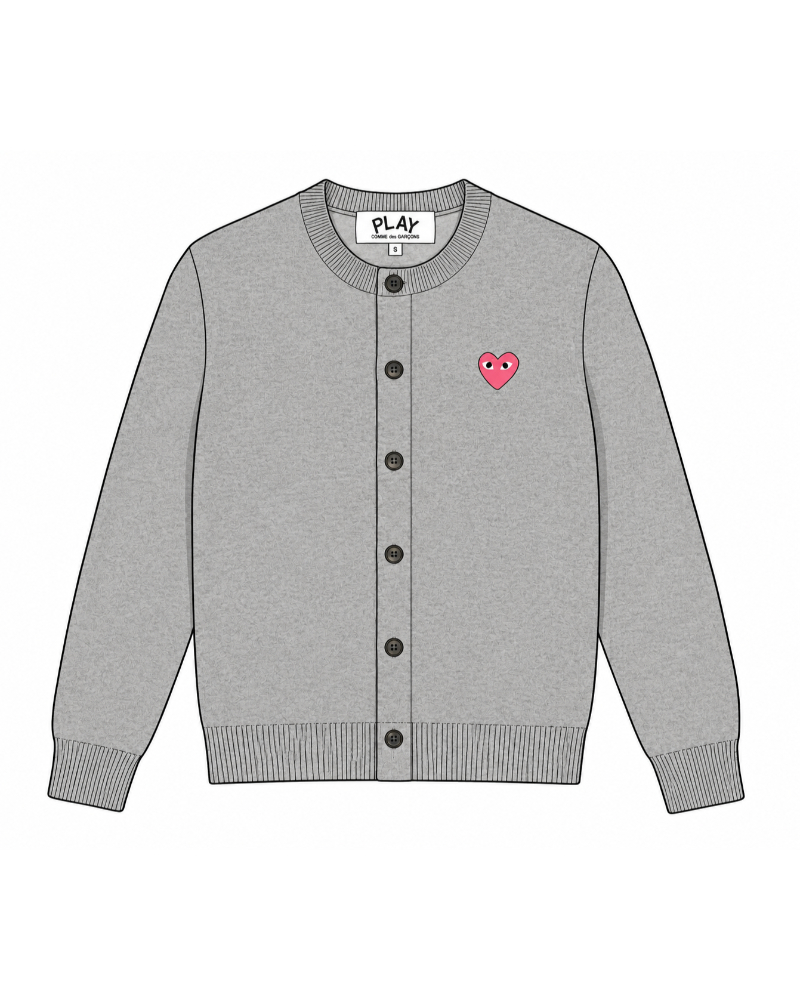 PLAY Comme des Garçons�i�v���C �R���f�M�����\���jAX-N098-051 ROUND NECK CARDIGAN PINK EMBLEM