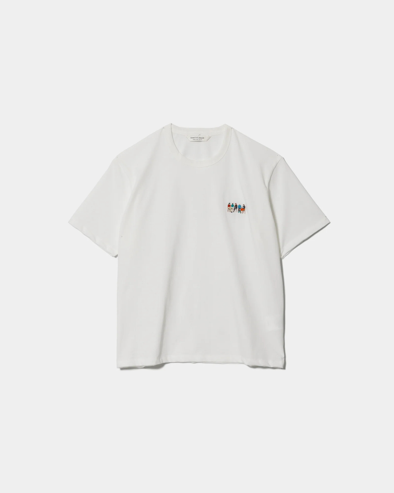 beautiful people (�r���[�e�B�t���s�[�v��)  1646310018 high twist jersey regular-fit little people embroidery T-shirts