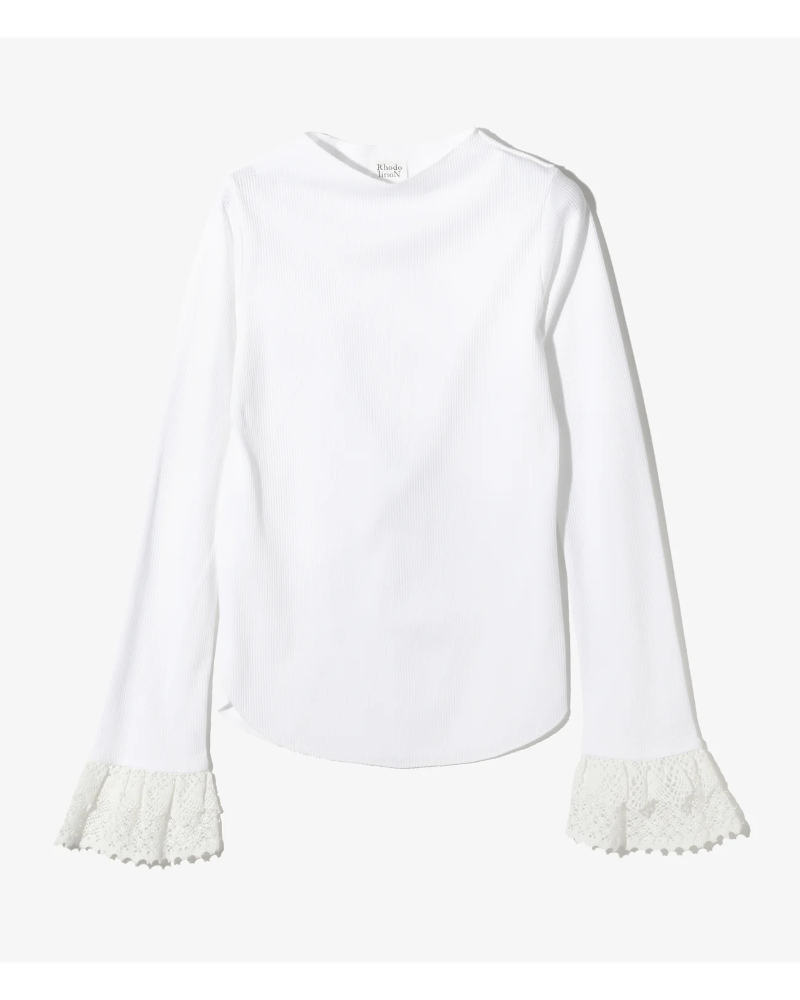 RHODOLIRION(���h�����I��) TX1098 Ribbed Lace Cuff Pullover Tee