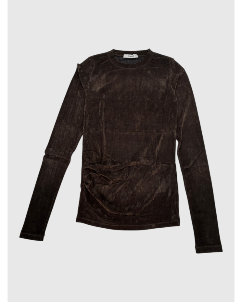 PHEENY�i�t�B�[�j�[)PA26-CS21 Sheer Velvet Touch Flocked Tulle L/S Top