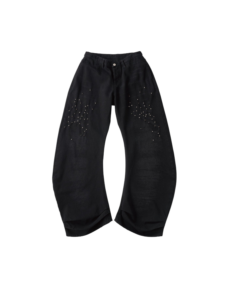 Knuth Marf (�N�k�[�X�}�[�t) KM26SUG06 studded draped denim pants(unisex)