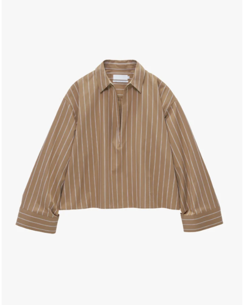 Graphpaper�i�O���t�y�[�p�[ �jGL263-50349 SIDOGRAS Brown Stripe Short Skipper Blouse