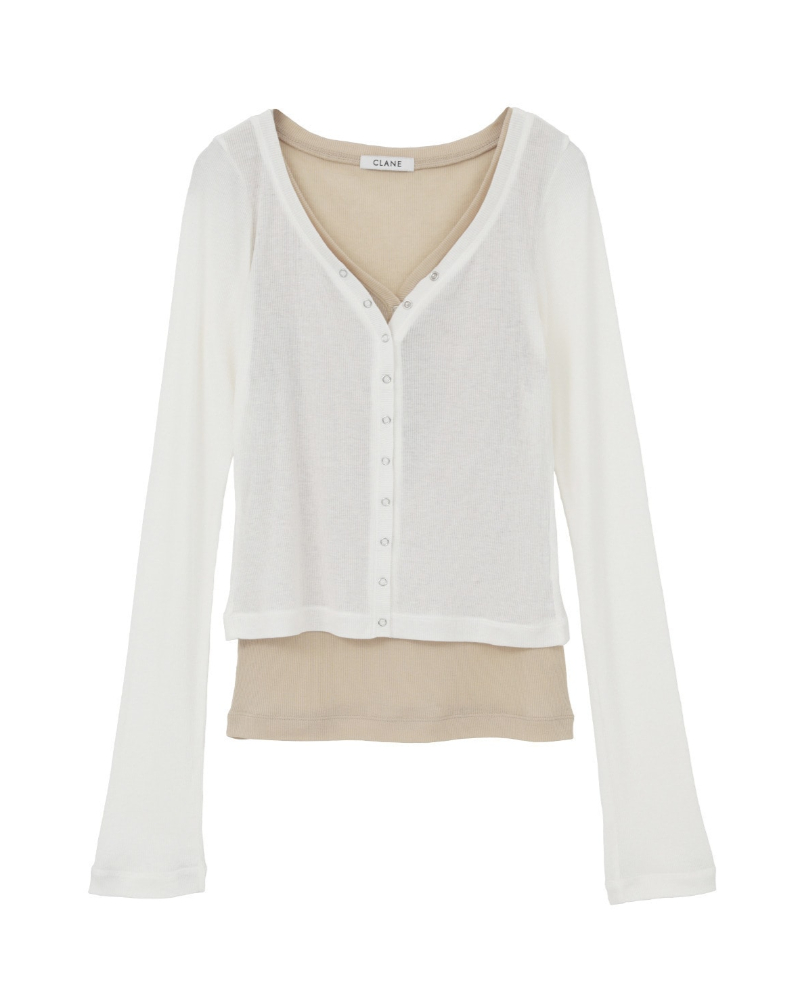 CLANE (�N���l) 11105-1113 CURVED NECK LAYERED SET TOPS