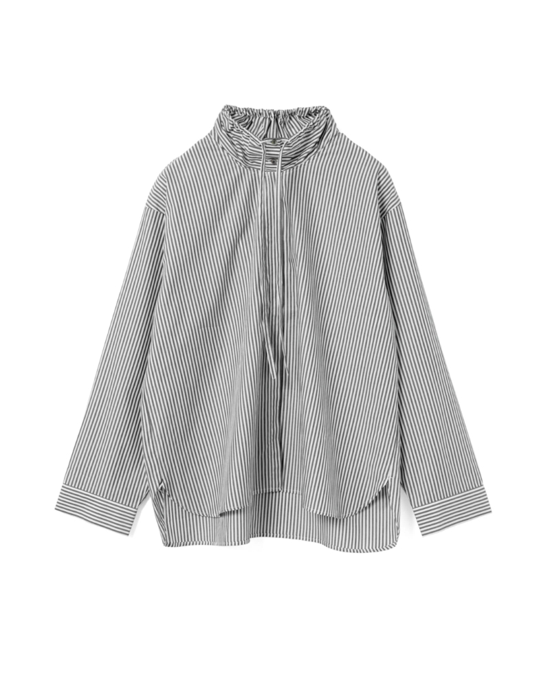 mizuiroind�i�~�Y�C���C���h�j3-230138 stripe gather neck shirt