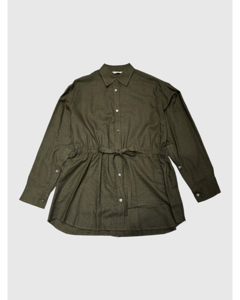 PHEENY�i�t�B�[�j�[) PA26-SH01 Cotton Tencel Check Ribbon-Waist Shirt