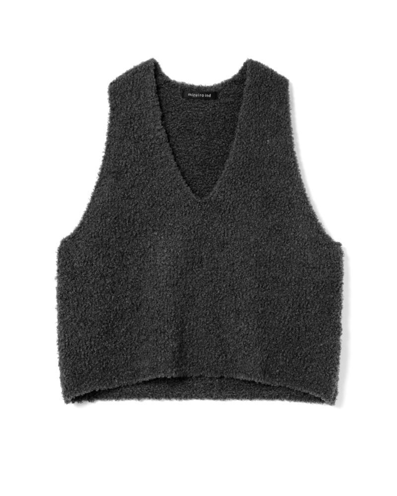 mizuiroind�i�~�Y�C���C���h�j3-220159 hairy yarn V neck P/O