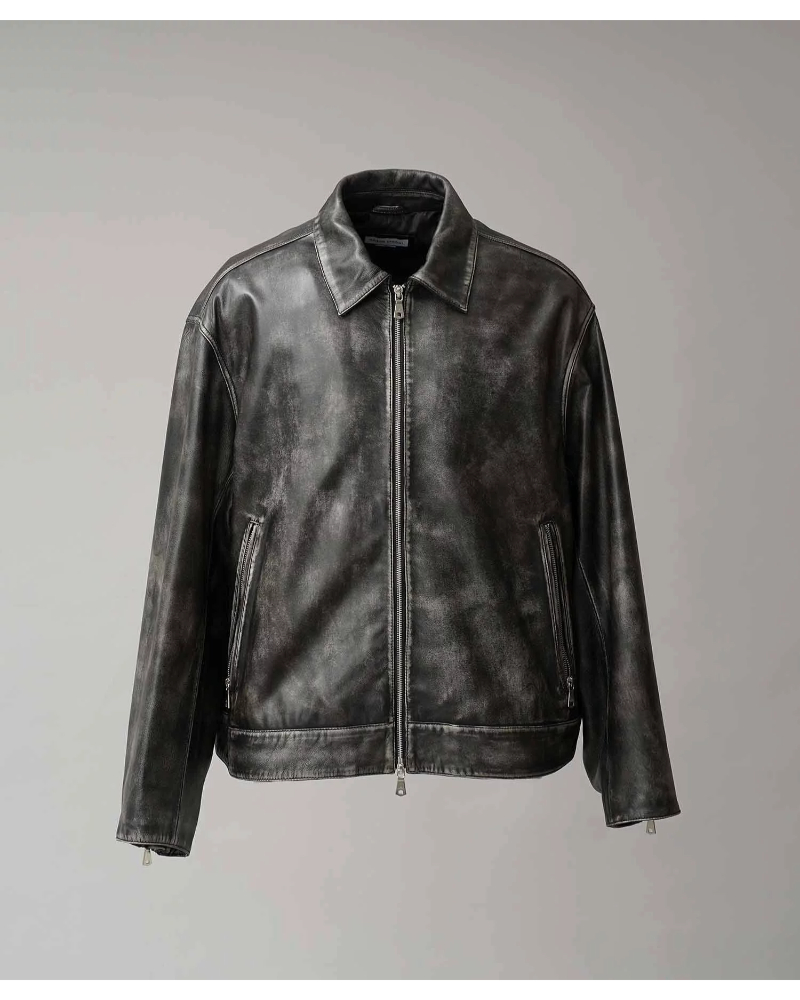 MAISON SPECIAL�i���]���X�y�V�����j11262211201 Sheep Leather Prime-Over Single Riders Collared Jacket