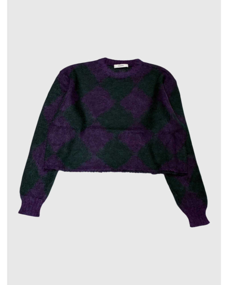 PHEENY�i�t�B�[�j�[) PA26-KT02 Kid Mohair Diamond Check Crop Top