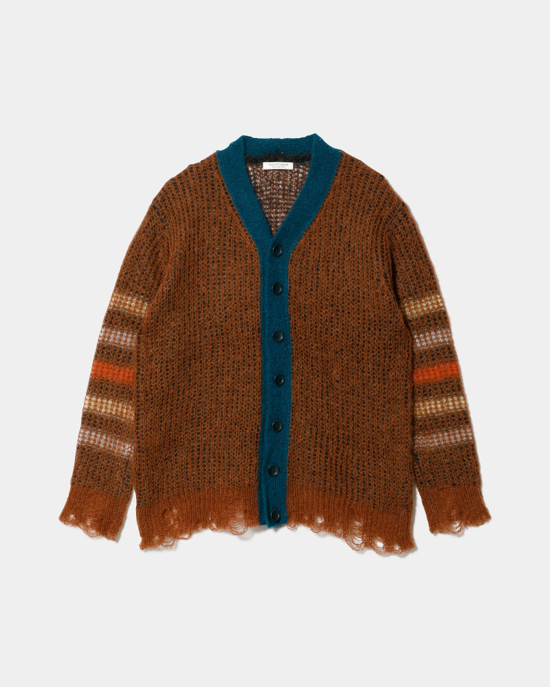 beautiful people (�r���[�e�B�t���s�[�v��)  1636212002 wooled mohair striped reversible knit cardigan